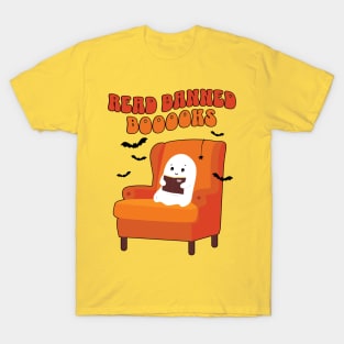 Read Banned Books Cute Kawaii Halloween Ghost T-Shirt